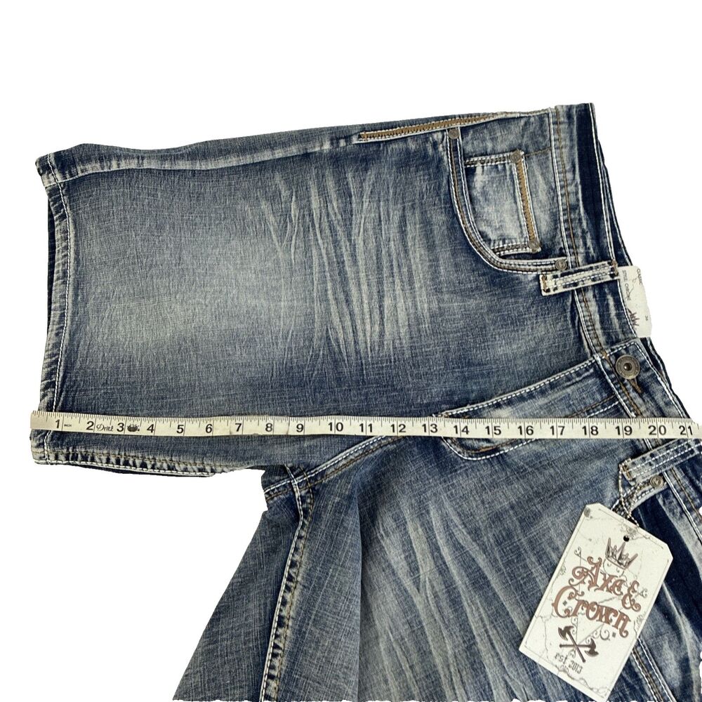 New Mens Axe & Crown Thick Stitch Denim Jean Shorts Size 36 Chrome Classic NWT - Picture 8 of 8